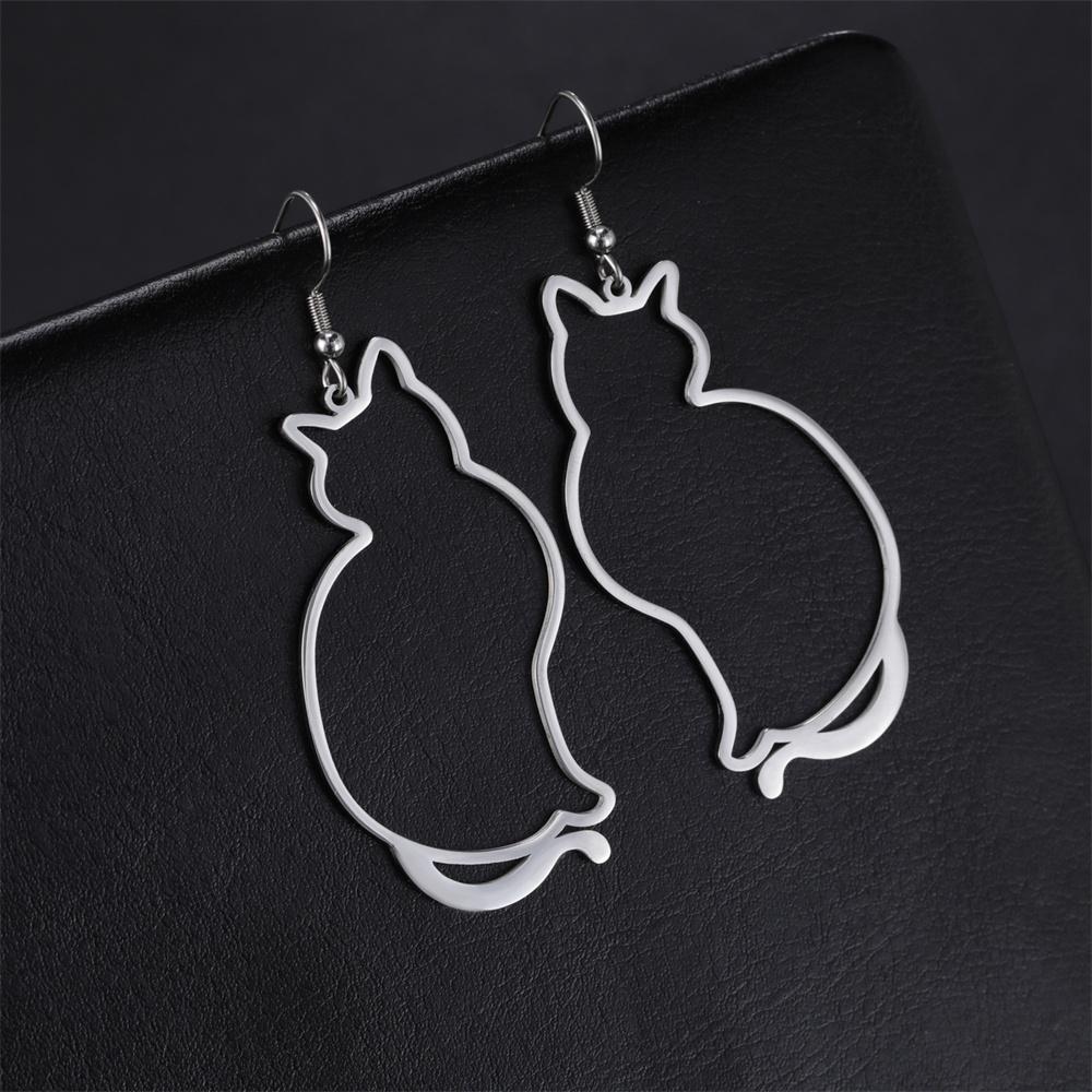 My Shape Cute Cat Drop Earrings for Women Kids Stainless Steel Lovely Kitten Animal Dangle Earring Jewelry Valentine's Day Gifts