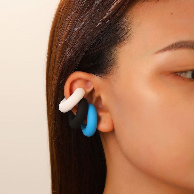 Модные 4 шт. Акриловые клипсы-серьги в форме буквы С для женщин, простые, золотистого, серебристого цвета, без прокола, круглые серьги, панк, женские украшения