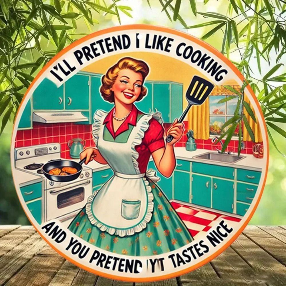Tiki Lounge Retro Round Metal Tin Sign Wall Decor 20x20cm