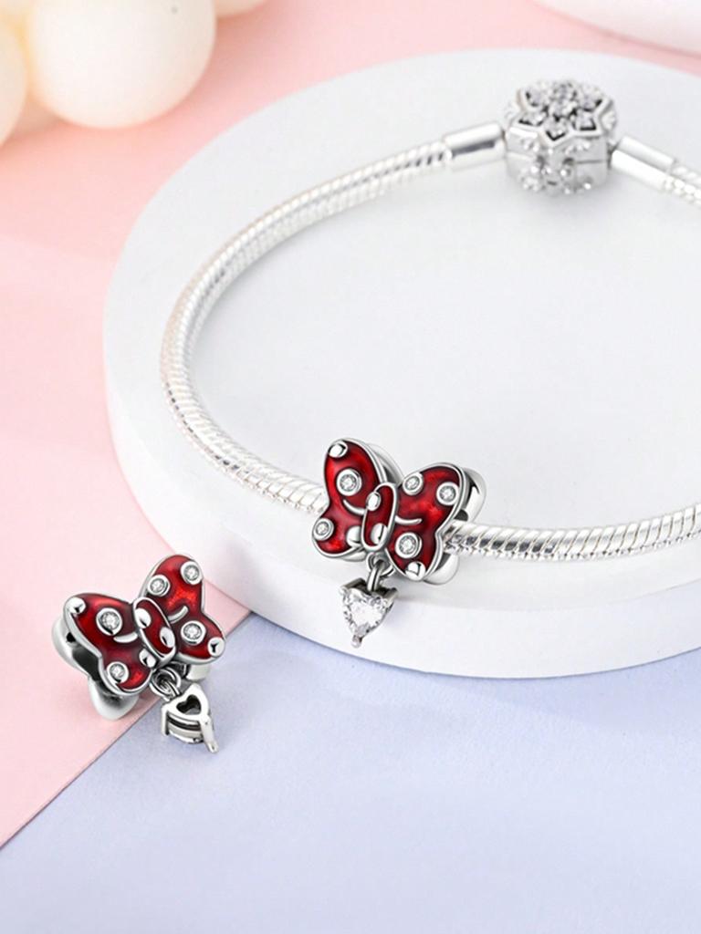 Charms Plata Copper Colors Valentine'S Day Redheart Gemstone Beads Pendant For Original Bracelet For Women Diy Jewelry Love Gift