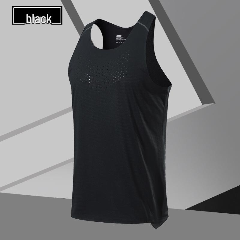 Мужская легкая быстросохнущая жилетка для бега - Без рукавов, перфорированный топ для фитнеса на лето L чёрный