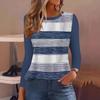 European & American Color Block Round Neck Long Sleeve Women's Pullover Top - 2024 Autumn/Winter Collection