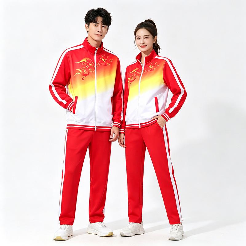 Silk Long Sleeve Sports Suit - Spring & Autumn, Plus Size, Middle-Aged & Elderly Square Dance/Fitness Wear