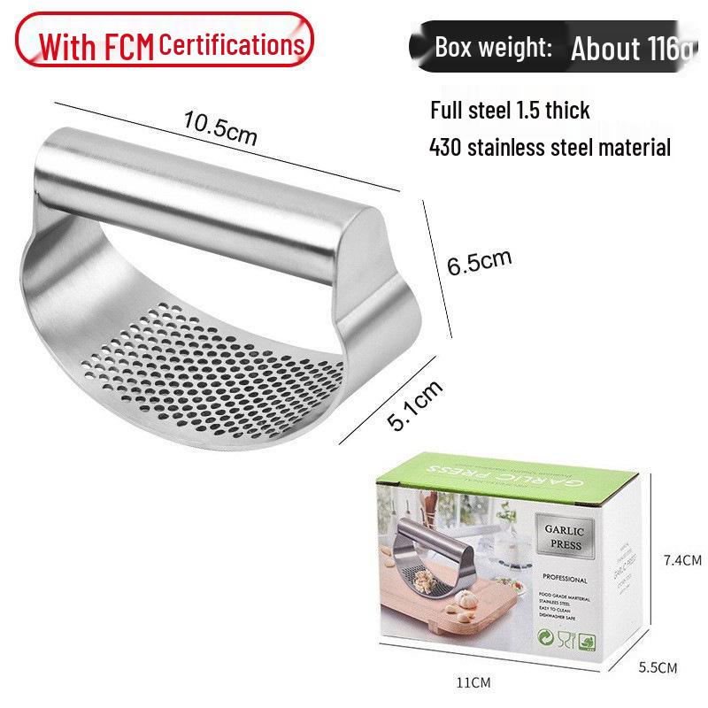 Stainless Steel Ring-Shaped Garlic Press and Crusher