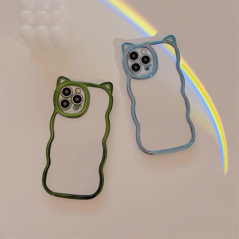 Premium Electroplated Cat Ear Anti-Drop Phone Case for iPhone 17 Pro Max, Compatible with iPhone 14-16