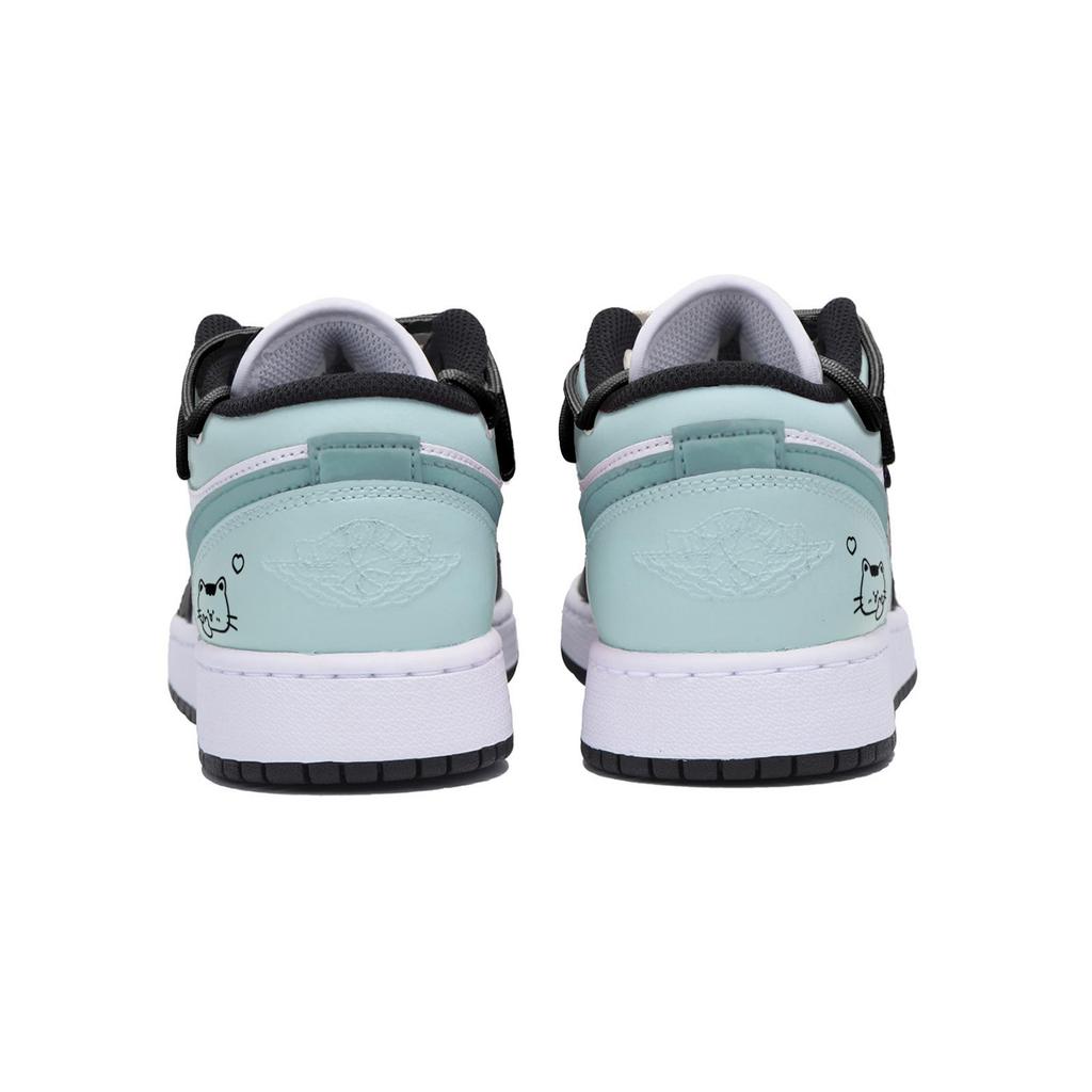 Jordan Air Jordan 1 Puppy Fragment Low Top Vintage Basketball Shoes Men's Black Green 553558-131(Team85-)