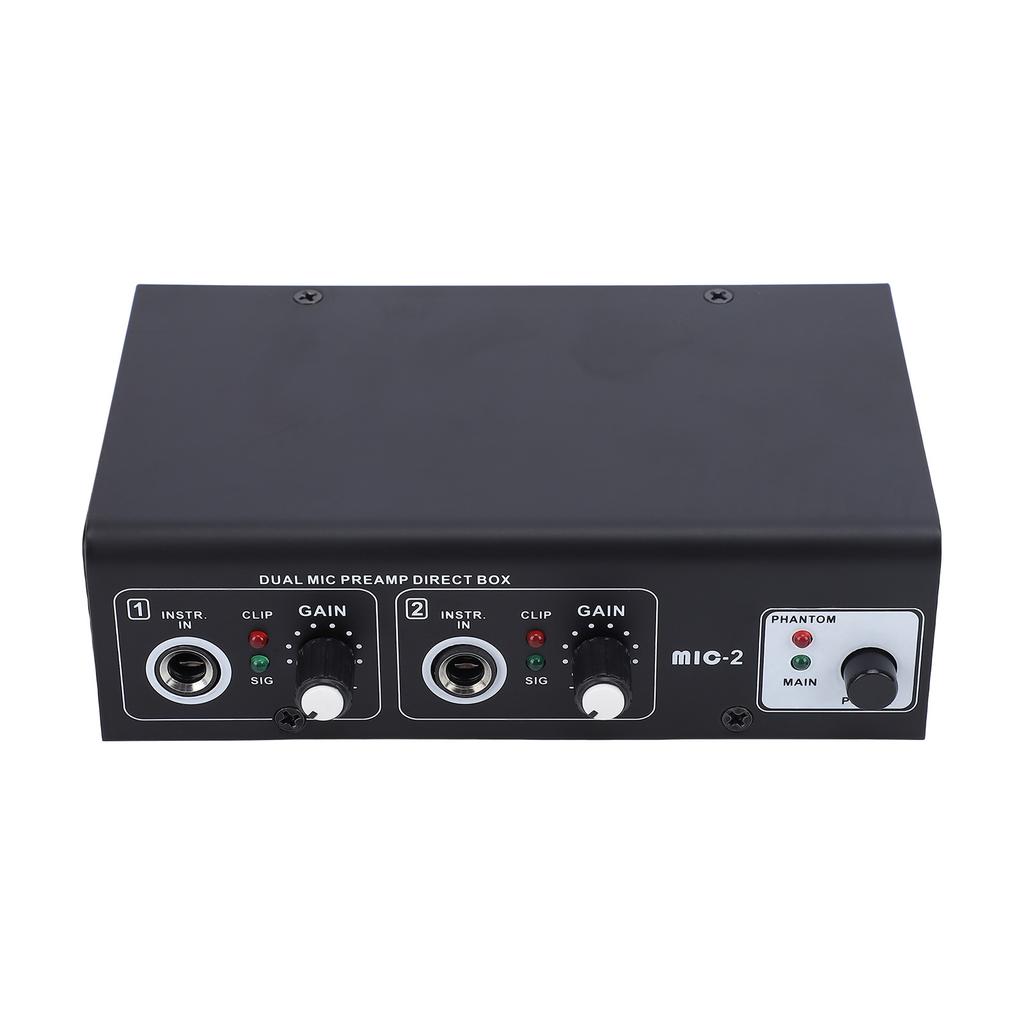 2-Kanal Mikrofonvorverstärker Mikrofonvorverstärker XLR-Eingänge Phantomspeisung Metallgehäuse für Aufnahmen Live-Auftritte US