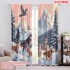 2pcs,2D Plane Printing Curtains&Window Treatment Winter Wolves Versatile Polyester (without Rod) Decorations For Home Ldeal for