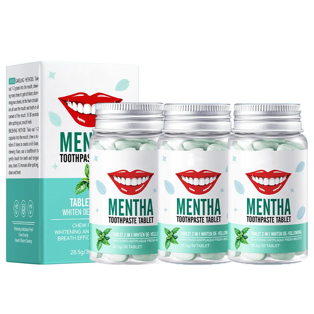 Mint Solid Toothpaste Tablets Mint Flavors Teeth Breath Mouthwash Bad Whitening Fresh Charcoal Stains