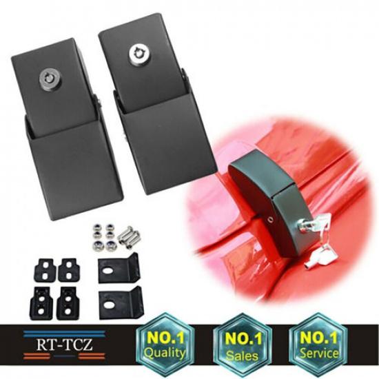 Black Hood Latch Locking Catch Kit for Jeep Wrangler 2007-2017 JK JKU steel Keys