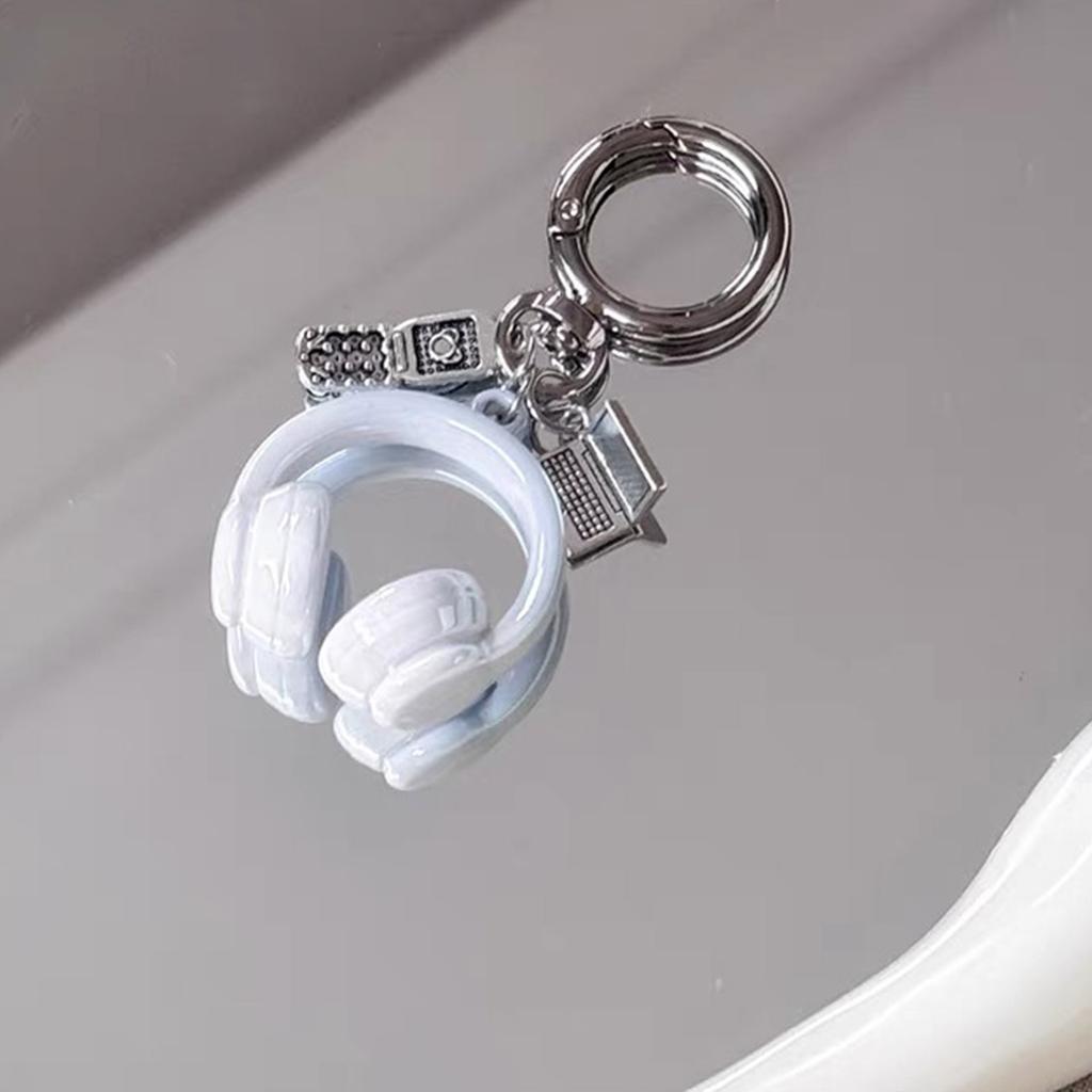 Entzückender Kopfhörer-Schlüsselanhänger mit Handy- und Computer-Charm für Damen Mädchen Handtaschen Geldbörse Brieftasche Autozubehör