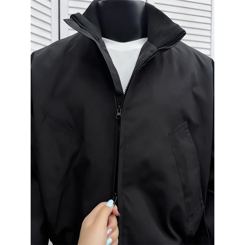 Men's Black CleanFit Workwear Bomber with Three-Proof Stand Collar