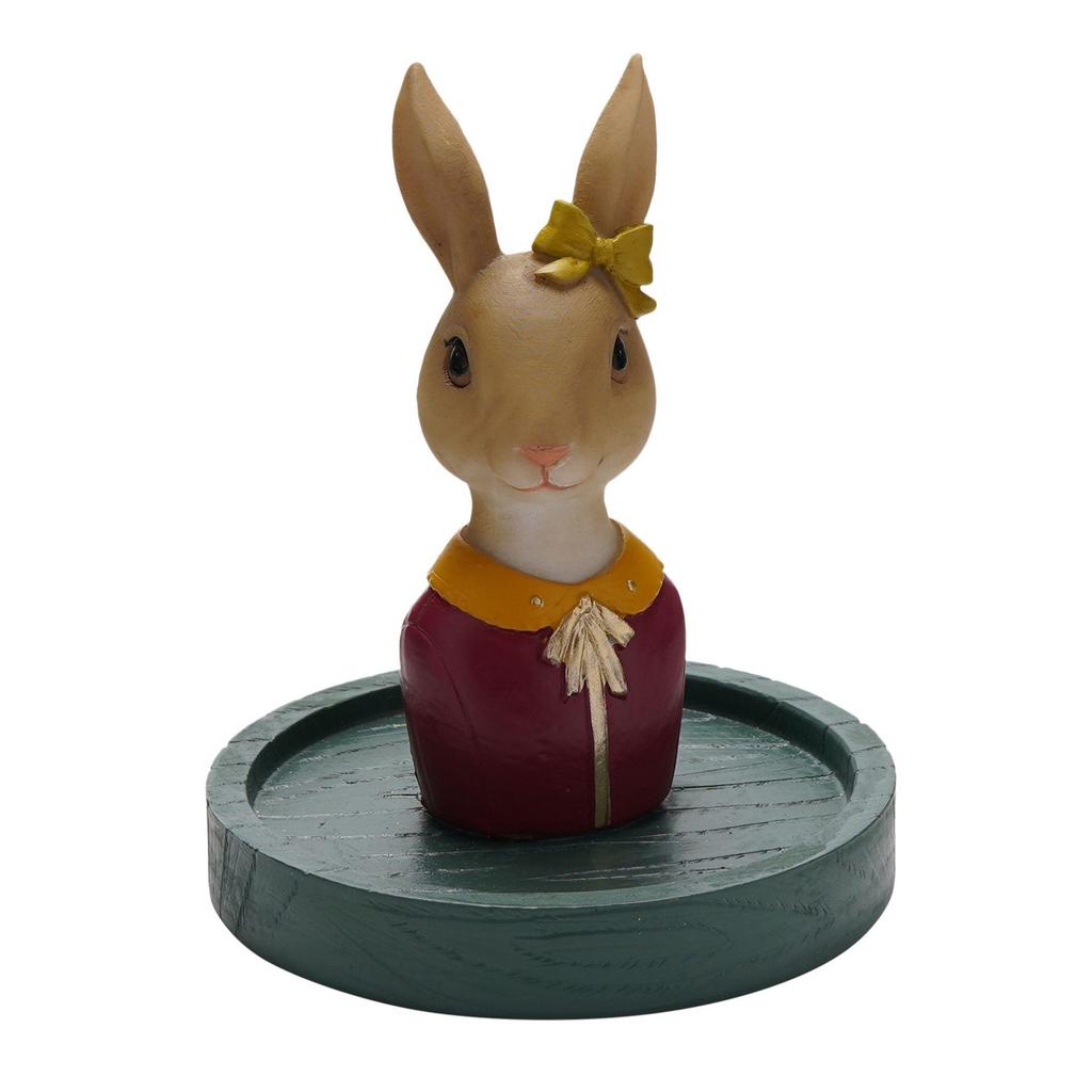 Country Living Easter Dressed Bunny In Glass Dome Resin Figurine