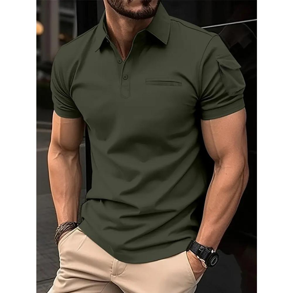 Men's Daily Casual Polo Shirt with Collar Buckle
