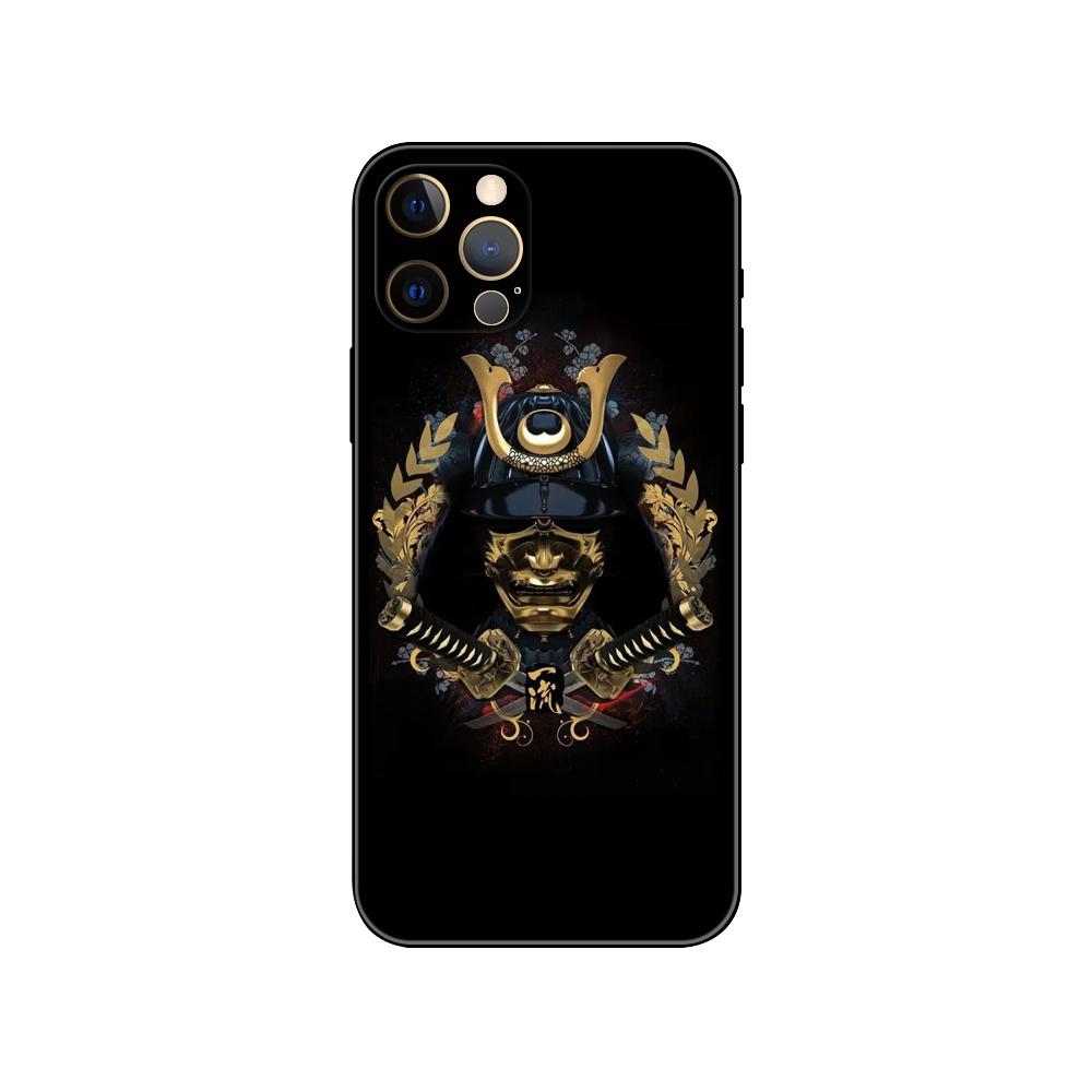 Japanische Samurai Oni Maske DIY Handyhülle für iPhone 5s 2020se 6s 7 8 Plus X 10 XR XS 11 12 13 mini pro MAX schwarze TPU Rückseite