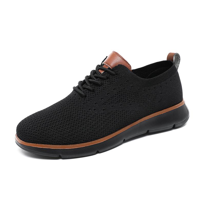 Fashion Retro Style Men's Casual Shoes Lightweight Knitted Walking Shoes Breathable Mesh Outdoor Traveling Flat Shoes