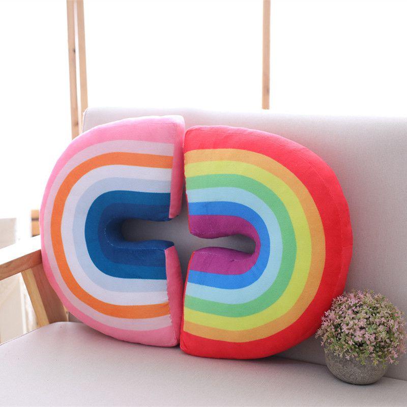 Shaped Lovely Rainbow Pillow Plush Dolls Soft Stuffed Toy Back Cushion Xmas Gift