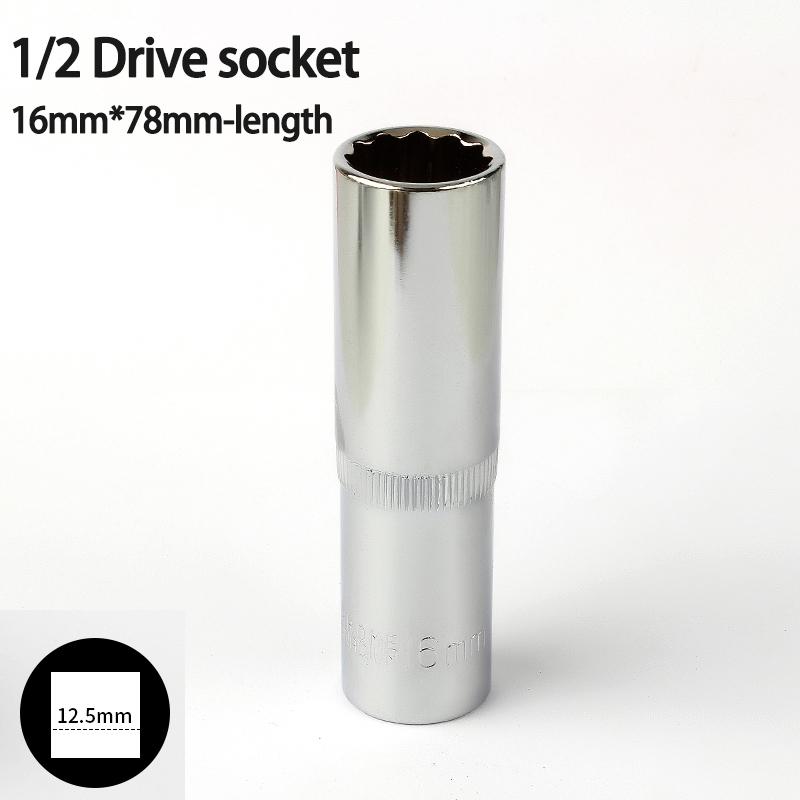 1pcs 12 Point 78mm Mirror Deep Socket Head 1/2 Drive Torx Bit Ratchet Wrench Adapter Tool Part 8-32mm Car Repair Tools