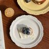 Embossed Design Ceramic Dessert Plate White/Yellow Color Western Dining Tableware  Kitchen Use