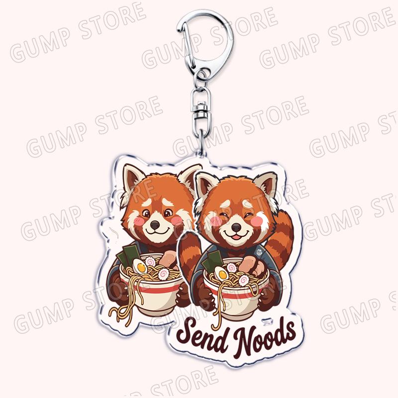 Hot Red Panda Eating Ramen Keychains for Accessories Cant Hear You Im Gaming Keyrings Jewelry Fans Friends Gifts