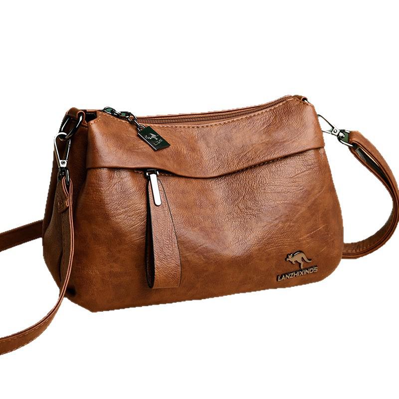 

Women s 2025 Fashion Genuine Leather Crossbody Bag: Soft, High-Capacity Shoulder Handbag for Moms & Older Ladies Wine Red with Coin Purse