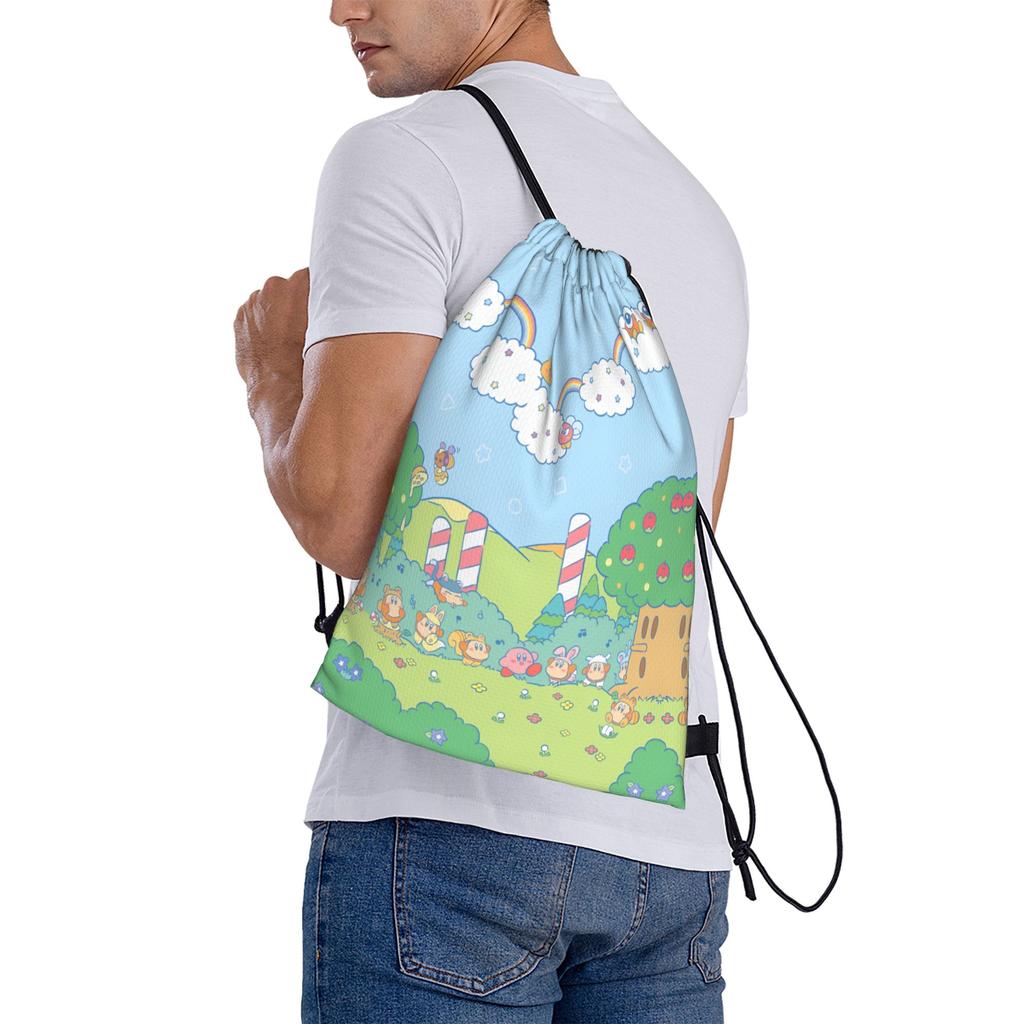 Custom K-Kirbys Drawstring Backpack Bags Men Women Lightweight Cartoon Gym Sports Sackpack Sacks for Traveling