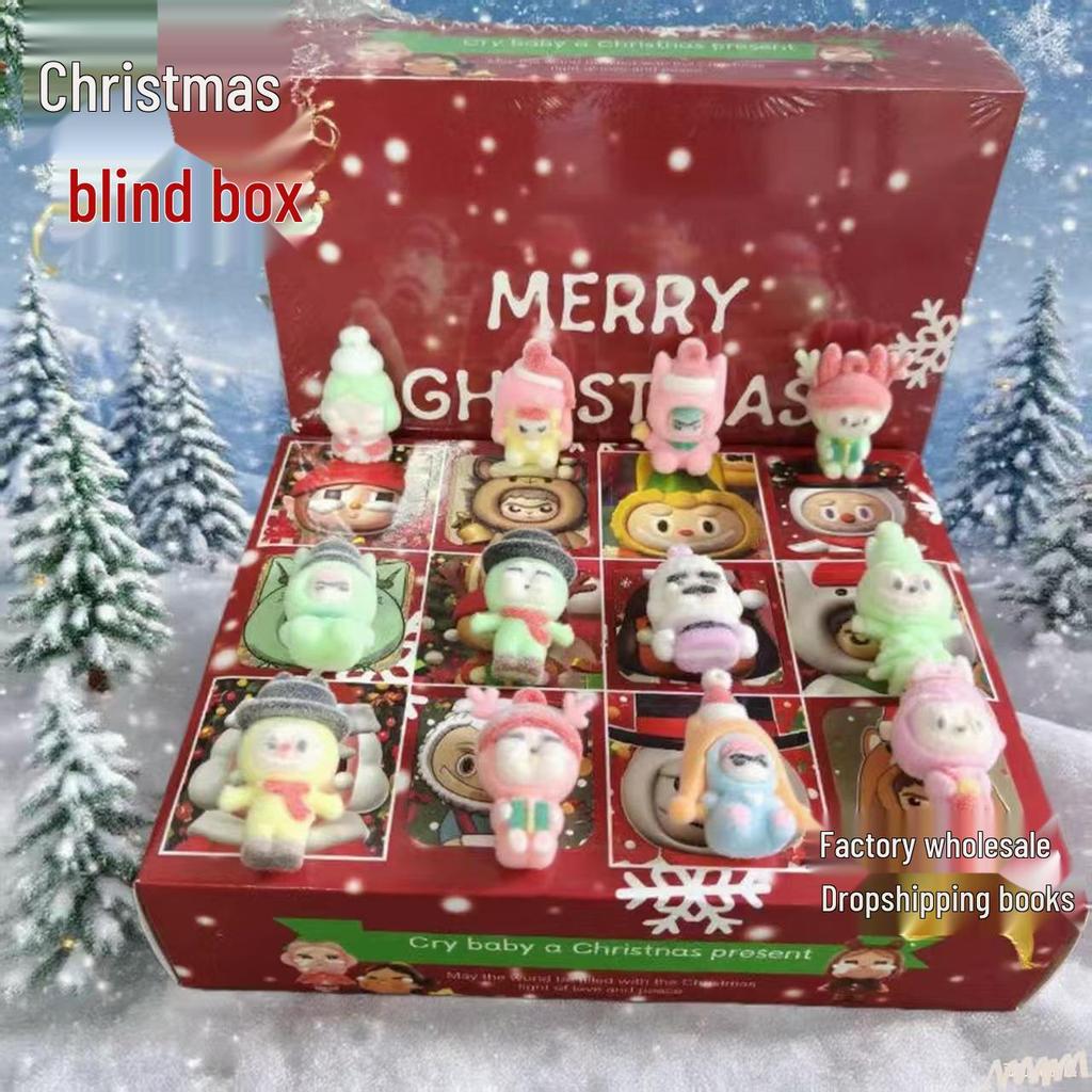 Christmas Flocked Doll Blind Box: 12-Hole Snowman Pendant Toy for Kids