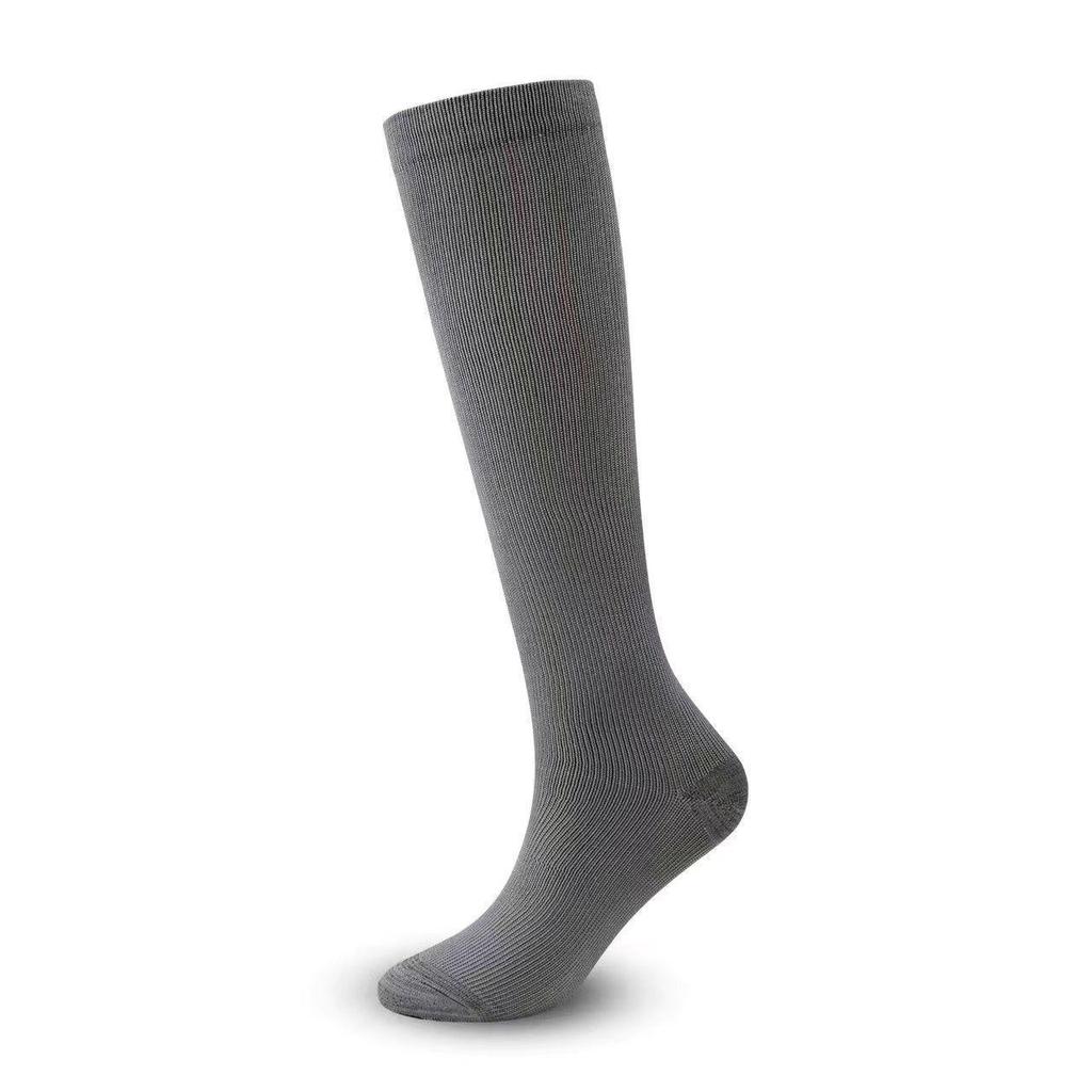 Elastic Compression Running Socks - Solid Color, Shock Absorption, Mid-Length for Sports, Basketball, Marathon