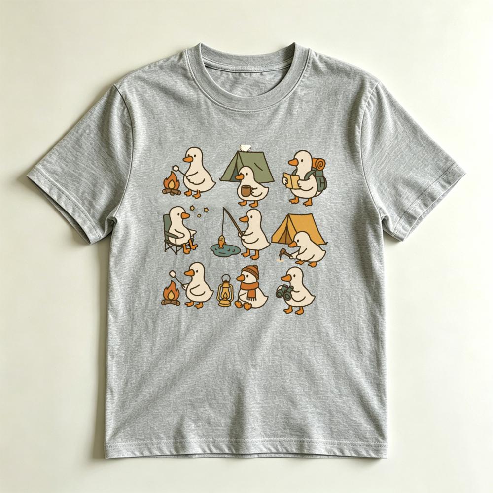Camping Duck Tee Cute Duck Activities Collage Graphic Tshirt Duck Lover Gift Tshirt Whimsical Outdoor Adventure Casual Tee