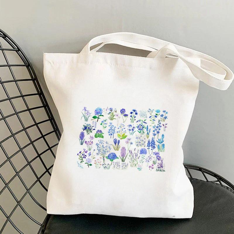 Floral Print Causal Canvas Bag Harajuku Women Shoulder Bags  Female Tote Handbag Large Capacity Shopper Handbag Fashion Handbags
