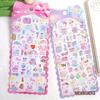 4pcs Kawaii Hello Kitty Epoxy Crystal Decals - Animation Design Mini Relief Waterproof Decals for Korean Pop Photocard Phone Case Mug Decor
