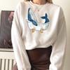 Spring And Autumn Printed Long Sleeve Thin Loose Urban Casual Letter Pattern Crew Neck Pullover Sweater