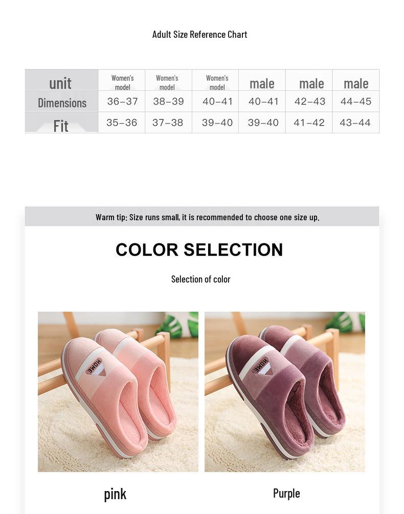 Men's and Women's Non-Slip Thick-Soled Cotton Slippers – Cozy Fur for Indoor Use In Autumn and Winter