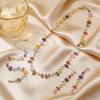 Fashion Luxury Colorful Crystal Zircon Necklace Bracelets for Women, Irregular Zircon Long Pendant Earrings, Party Jewelry Set