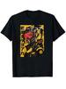 Unisex T-shirt Men'S Japanese Cyberpunk Y2K Anime Graphic T-Shirt - Bold Red And Black Japanese Text And Manga Art,