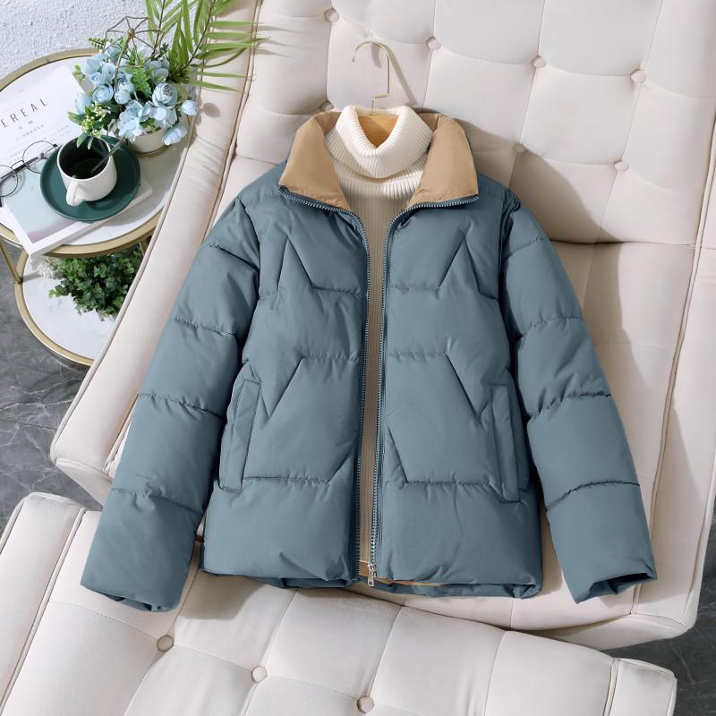 Women's Short Cotton Coat - Autumn/Winter Korean Style, Thickened Stand Collar, Small Size, Versatile Fashion.