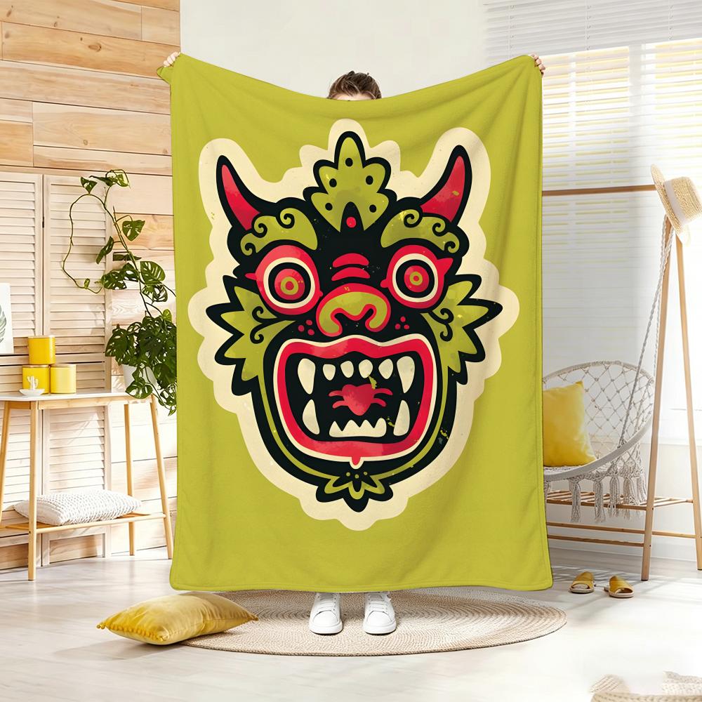 Artistic Pattern B-Beast Totem Throw Soft Warm Throw Blanket for Bedroom Living Room Bed Travel Camping Picnic Gift