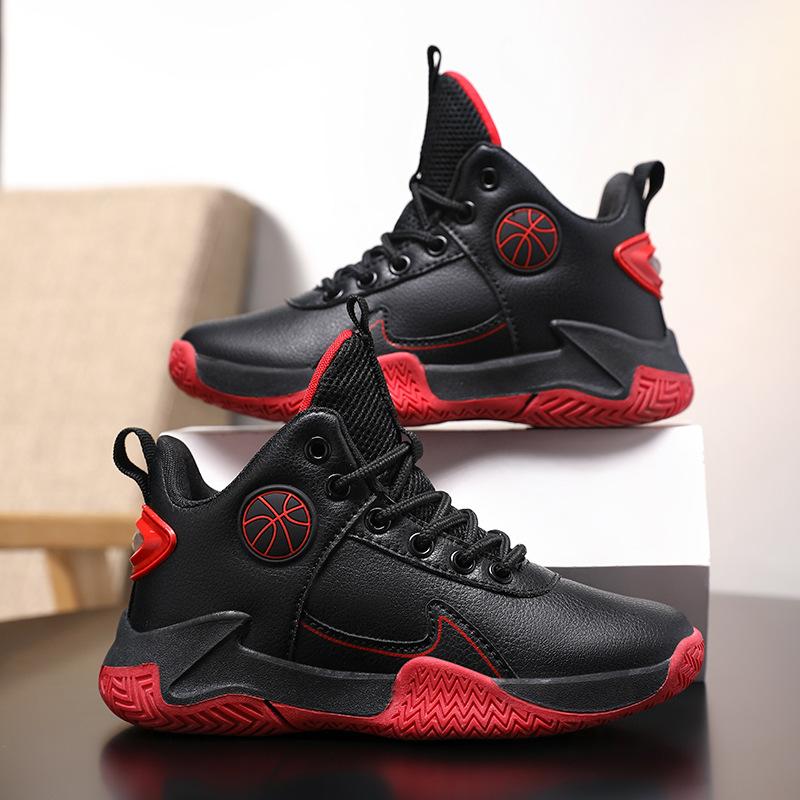 Children'S Basketball Shoes Winter New Leather Waterproof Wear-Resistant Sports Basketball Shoes Children'S Students Special Sports Shoes