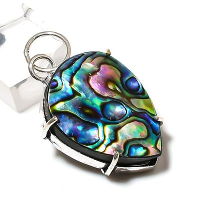 Abalone Shell Gemstone Handmade 925 Sterling Silver Jewelry Pendant 1.77" L0o95