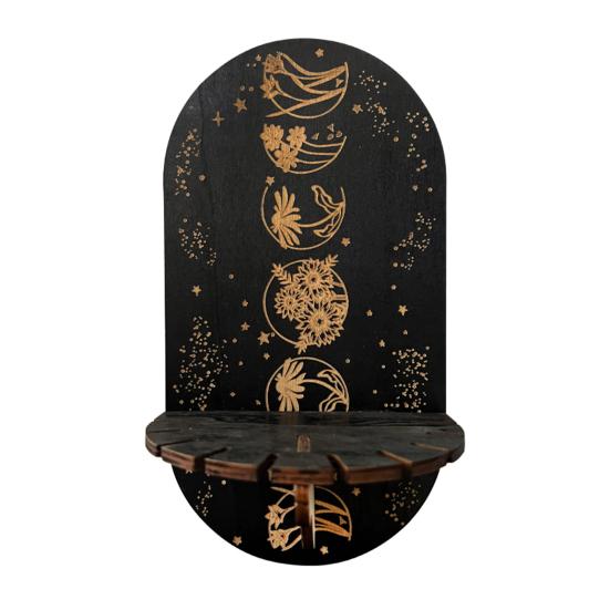 Kristall-Display-Regal, Pendel, Holz, Bohemian-Stil, dekorativer Kristall-Display-Halter, Heimbedarf