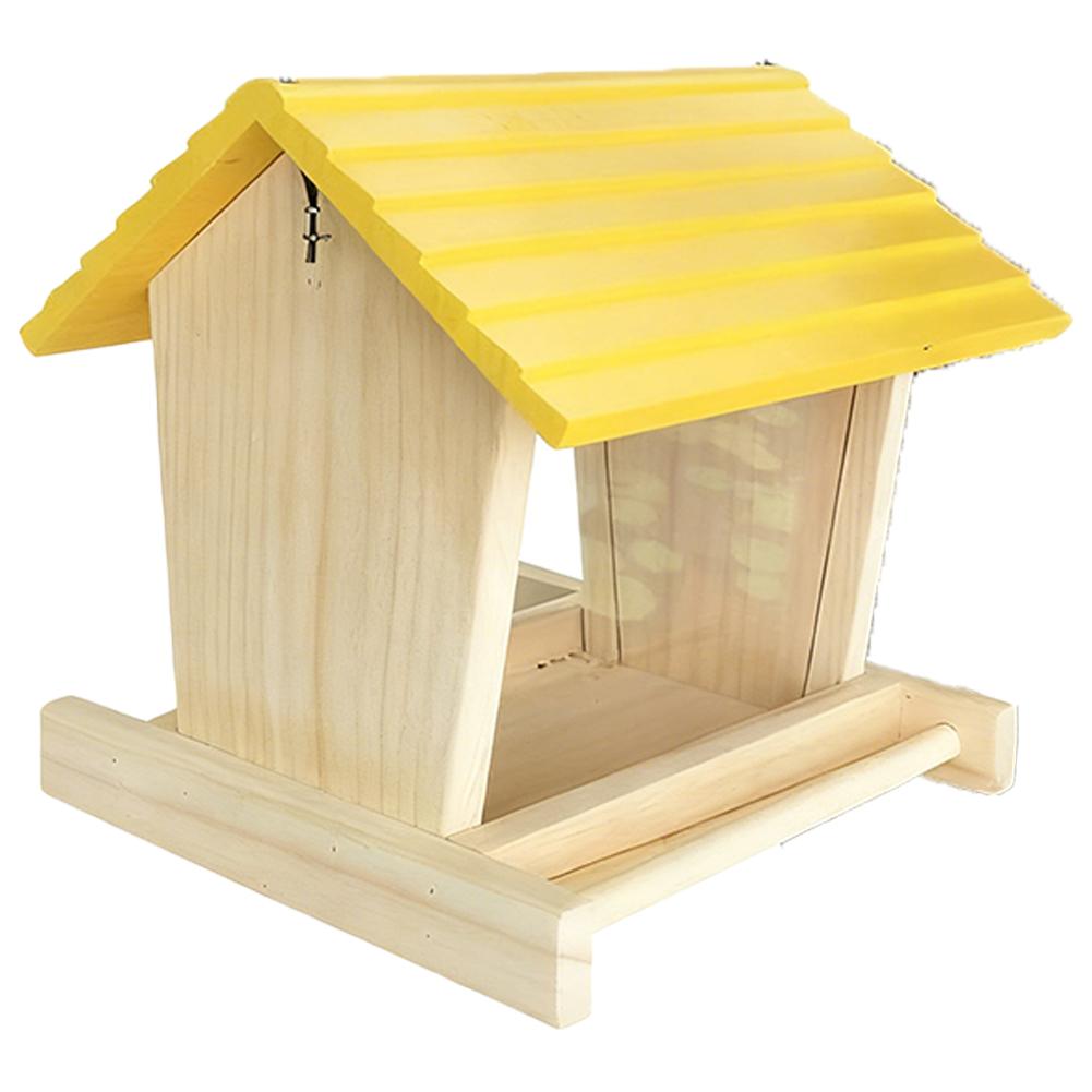 Wooden bird feeder, courtyard villa, balcony hanging rainproof bird feeder, wild feeding to attract birds