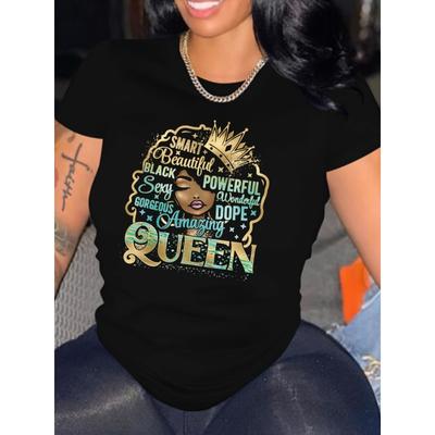 Frühling Sommer Buchstaben bedruckt Übergröße Damen Locker Modisch Reine Baumwolle Rundhals Kurzarm T-Shirts Damen