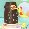 1Pc Montessori Baby Wooden Toys Magnetic Woodpecker Catching Worms Feeding Fishing Game Set Educational Toys for Kids Birthday Gift