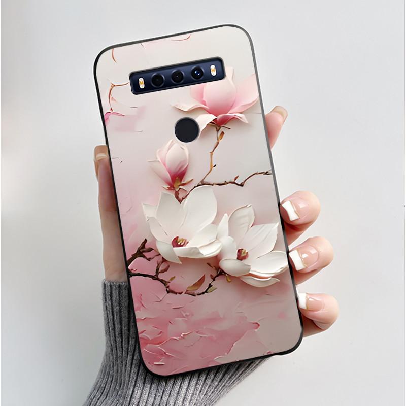 Case For TCL 10SE 10 SE Phone Case Aesthetic Luxury Fashion Butterfly Flowers Black Jelly Soft TPU Silicone Protective Cover