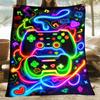 Glow-in-the-Dark Game Controller Flannel Throw Blanket - Soft Warm & Lightweight for Couch Bed Travel