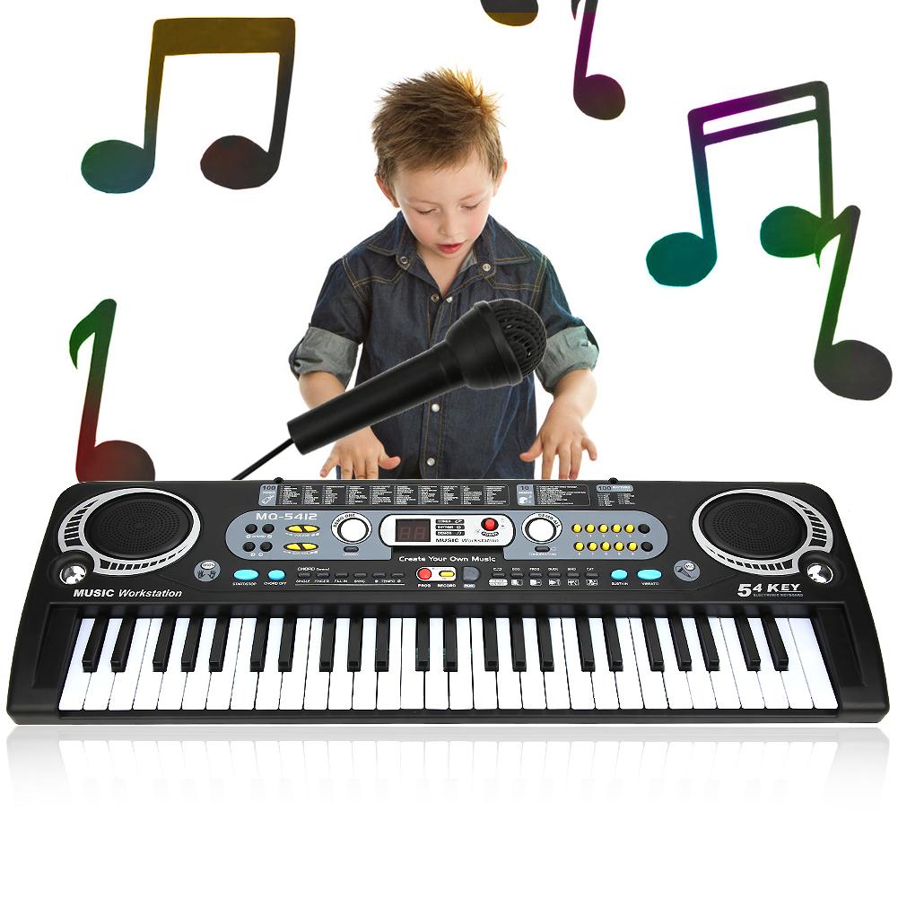 Electronic Keyboard 54Keys Multifunctional Children Music Teaching Toy with Microphone
