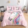 Kawaii Unicorn Colorful Luminous Unicorn Kids Bedding Set For Girls Pink Deluxe Quilt Cover Bedding Set King Queen Quilt Cover