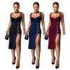 C7322 Elegant Slim-Fit Women's Dress with Button Decoration