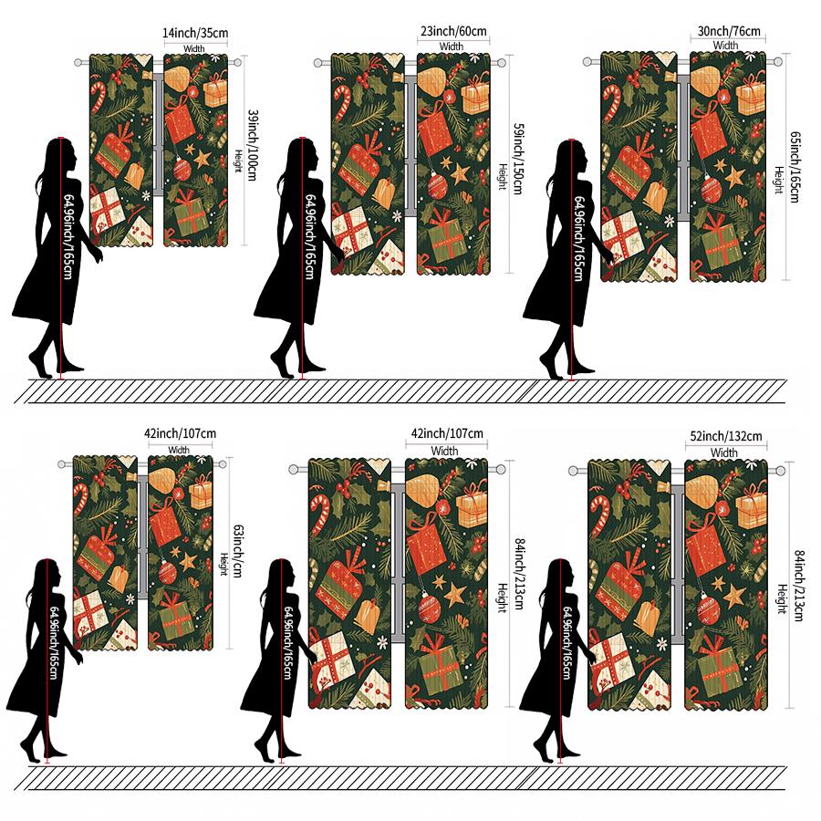 Christmas gift box printed curtains pole bag curtains Christmas decorations daily home decorations room decorations