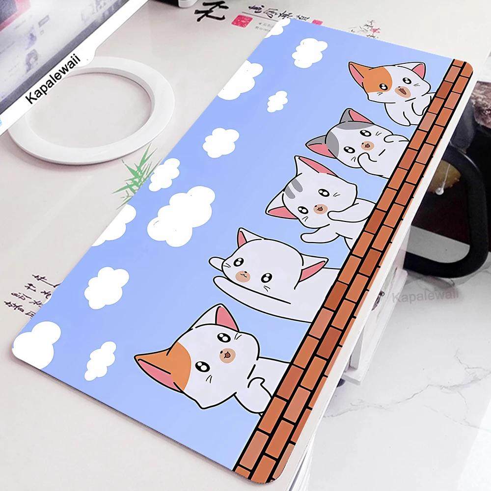Large Pink Mouse Pad Kawaii Cute Cat Mousepad XXL Anime Deskmat AntiSlip PC Mouse Mat Big Keyboard Pads Table Carpet Xcm